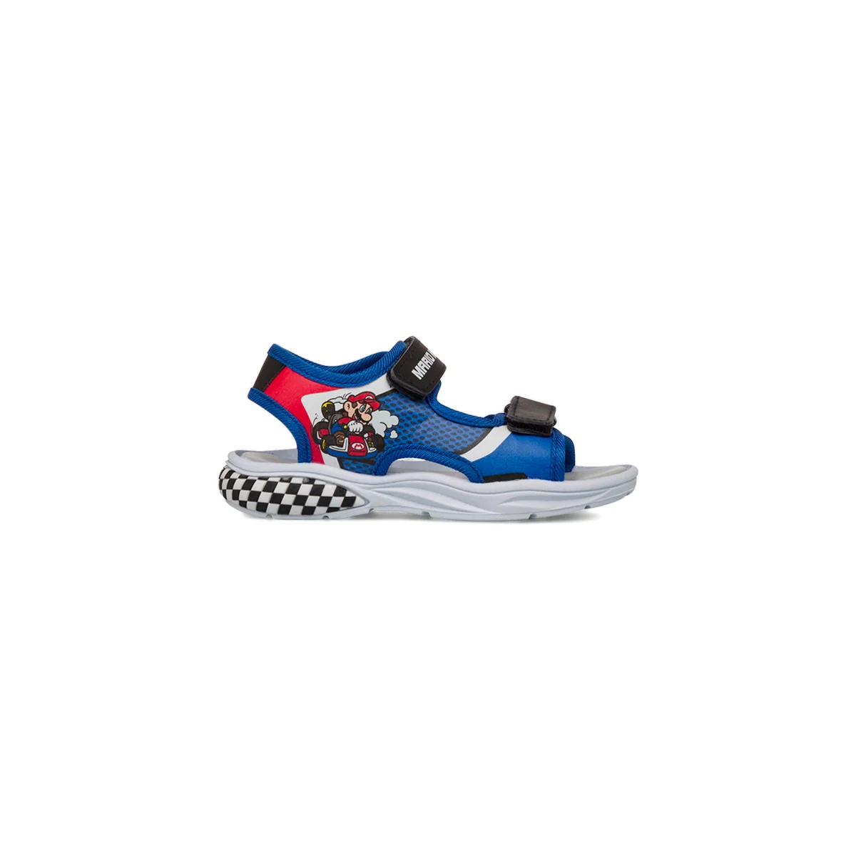 Sandali blu da Bambino con chiusura a strappo e stampa Mario Kart