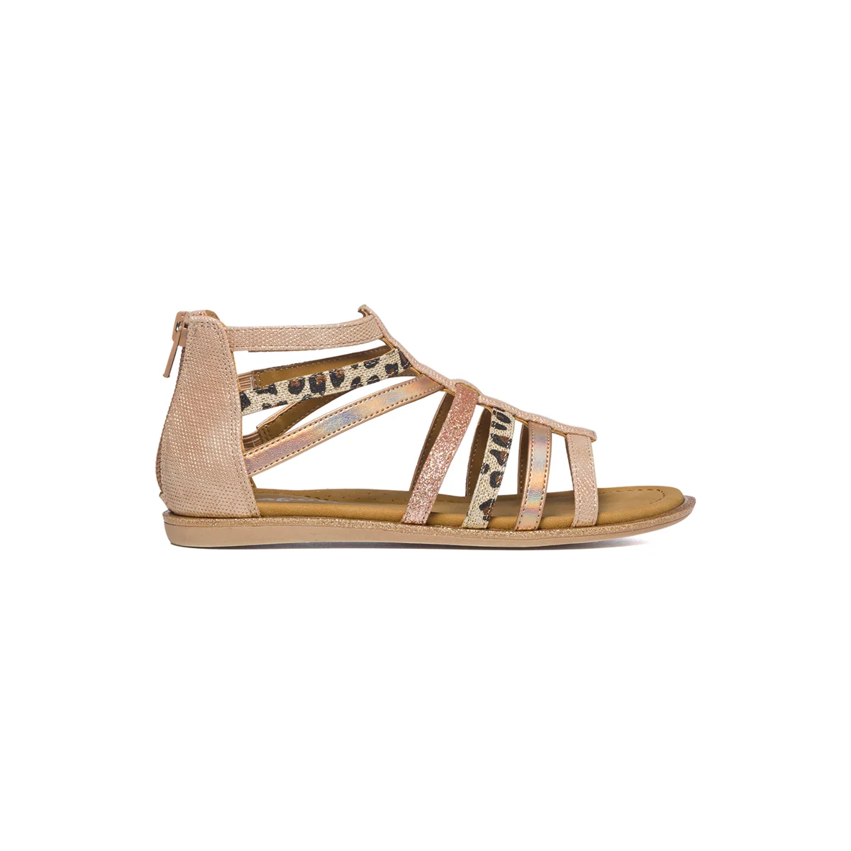 Sandali champagne effetto glitterato con dettagli animalier 10 Baci