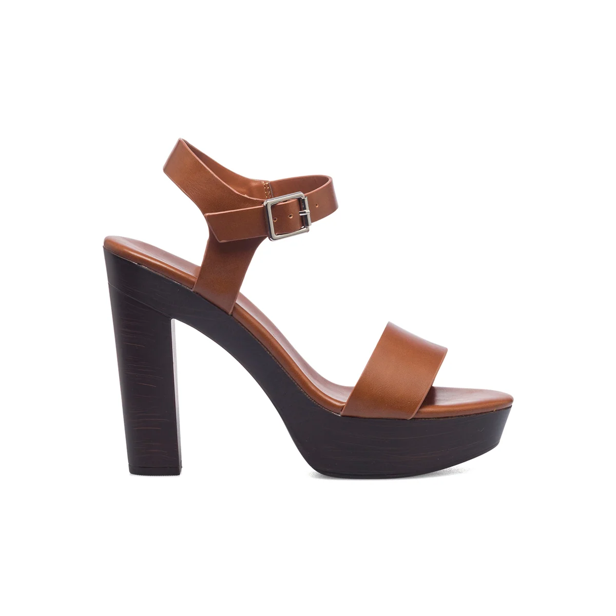 Sandali color cuoio da donna con tacco 12 cm e plateau Lora Ferres