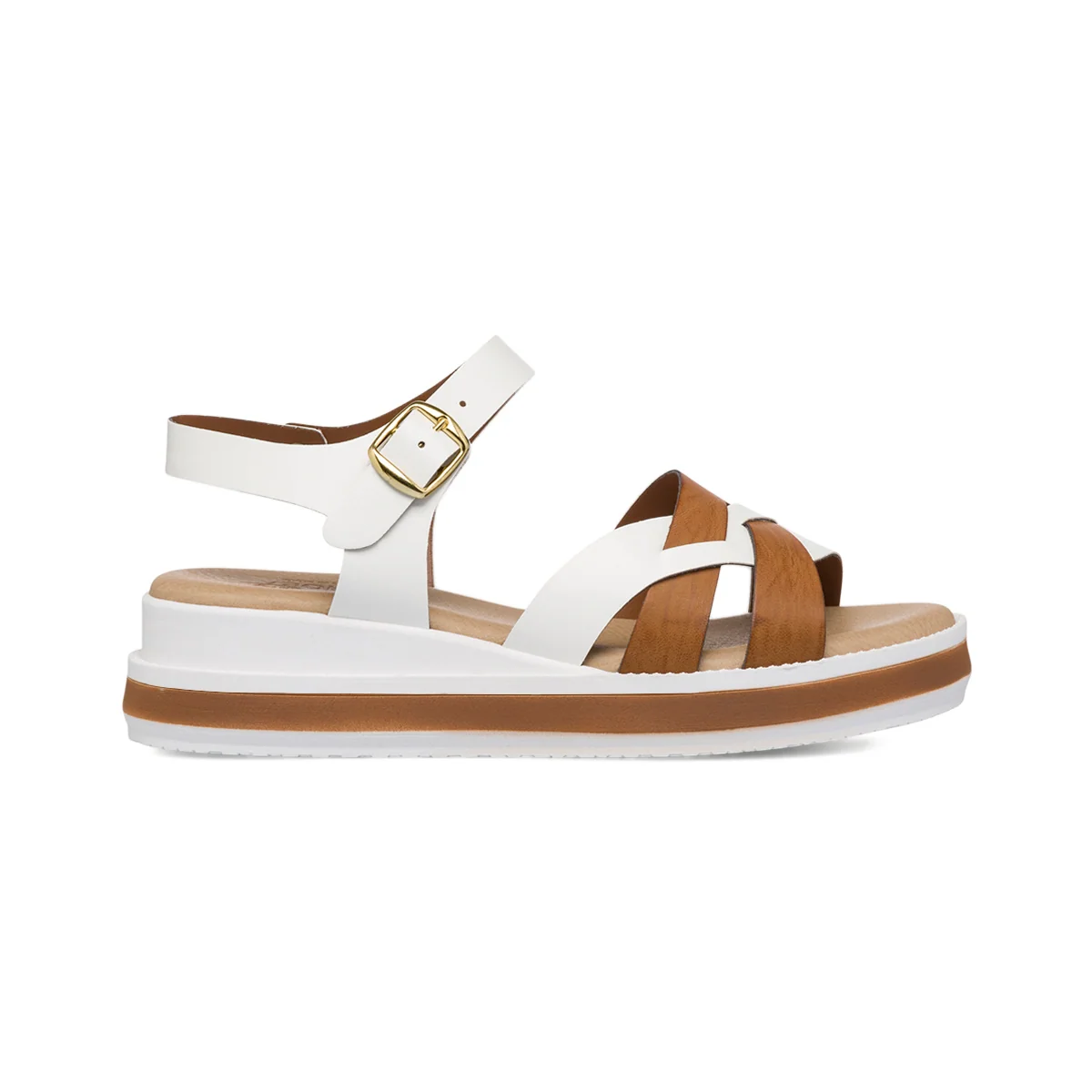 Sandali comfort da donna bianchi e marroni P Soft