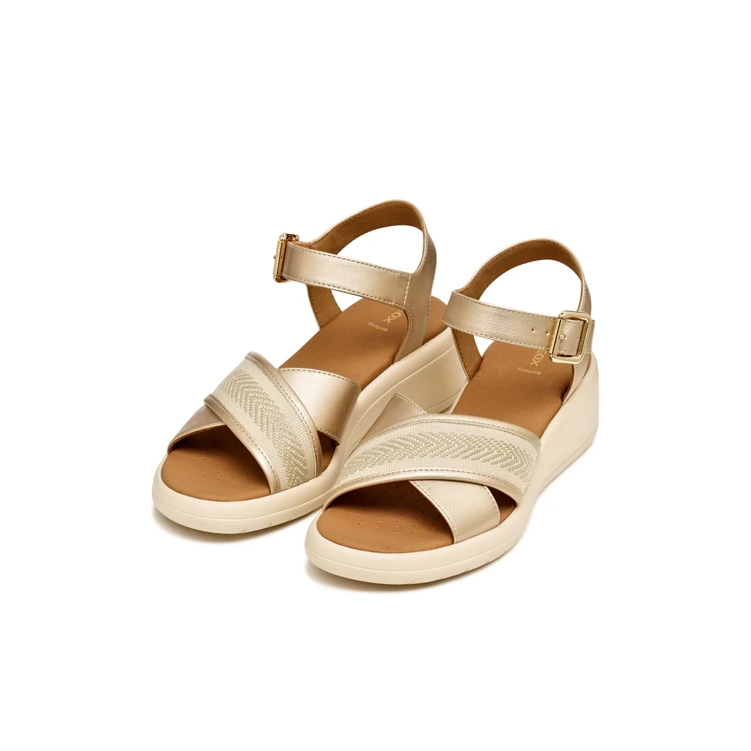 Sandali con zeppa oro da Donna con suola traspirante Geox