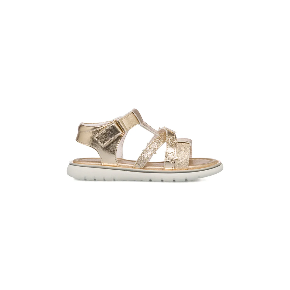 Sandali da bambina oro con dettagli laminati e glitter Le Scarpe di Alice