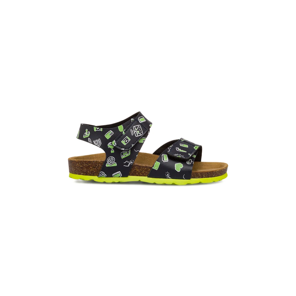 Sandali da bambino blu navy con dettagli bianchi e verde lime Weep & Smile