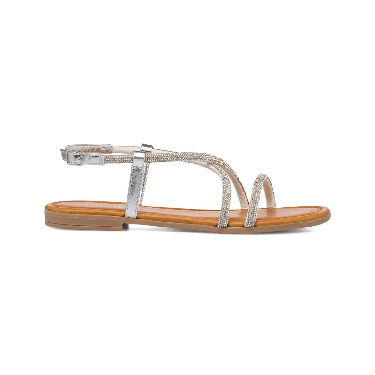 Sandali da donna argento cinturino con strass Lora Ferres