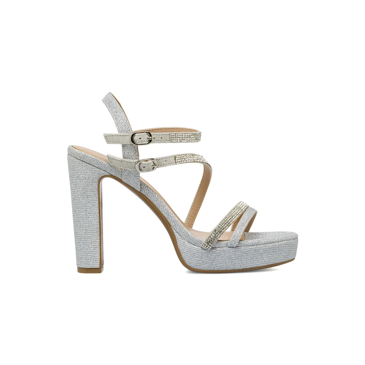 Sandali da Donna Argento con strass tacco a colonna 11 cm Lora Ferres