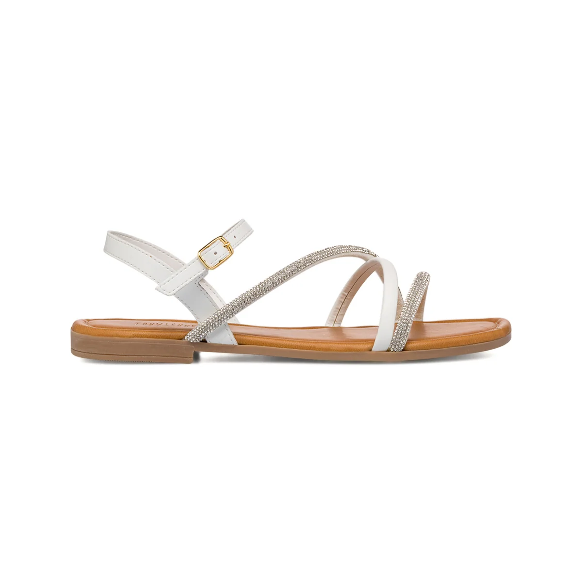 Sandali da donna bianchi con dettagli strass Lora Ferres