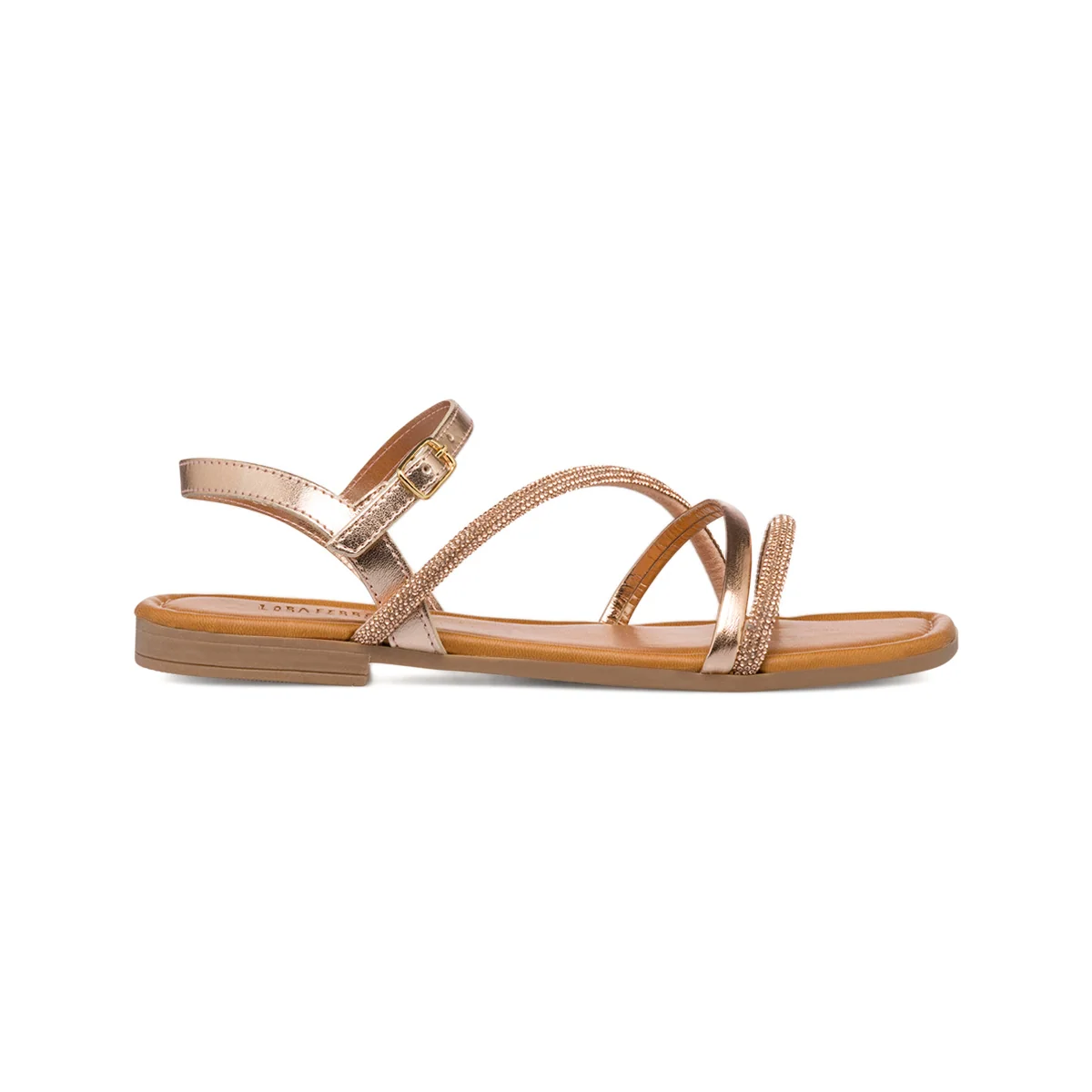 Sandali da donna oro rosa con cinturino con strass Lora Ferres