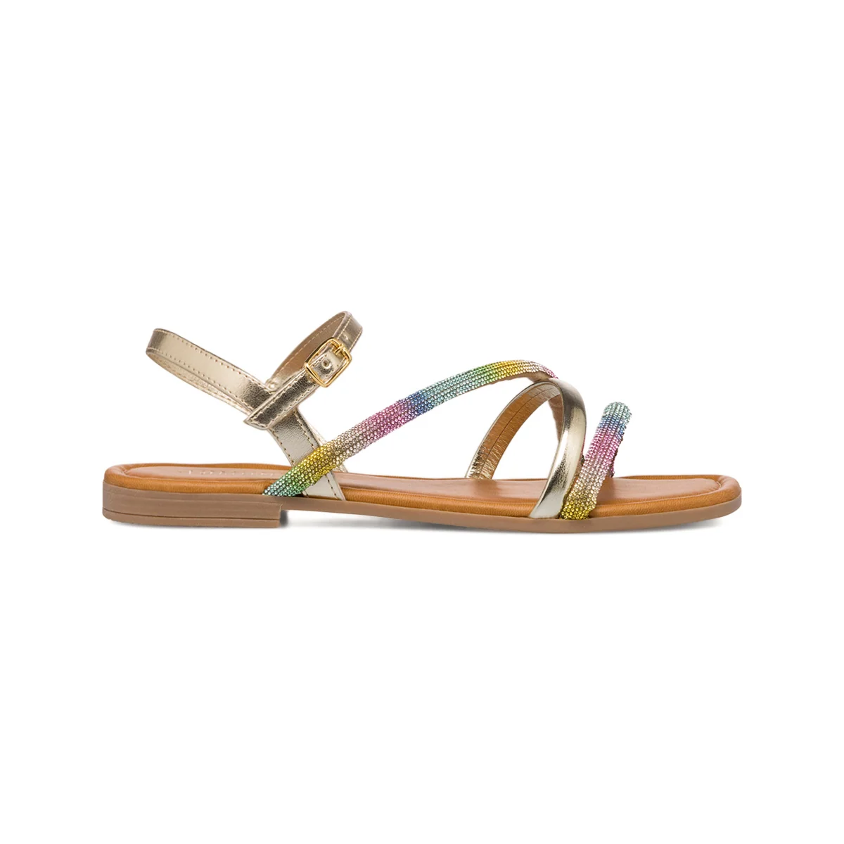 Sandali da donna platino con dettagli strass arcobaleno Lora Ferres