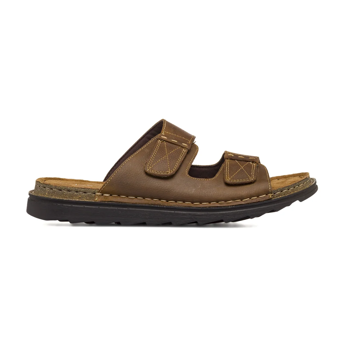Sandali Doppia fascia Marroni Uomo Bio Comfort con Soletta in Pelle