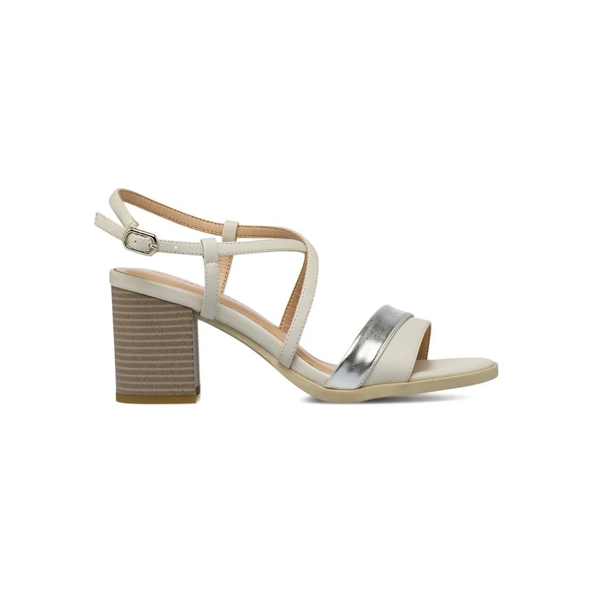 Sandali eleganti da Donna beige e argento con tacco 8 cm Lora Ferres