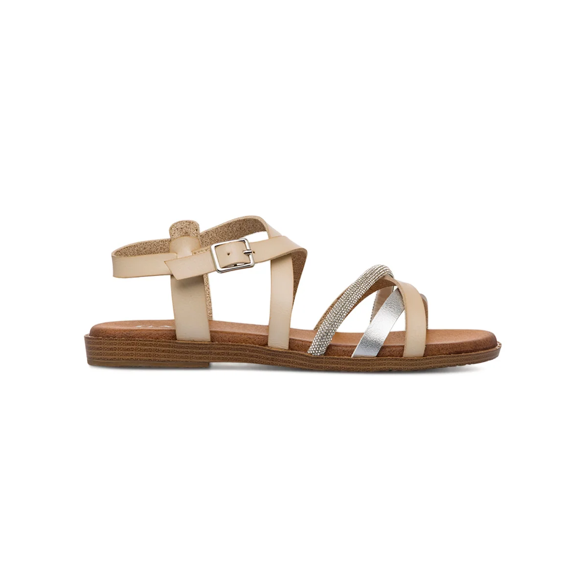 Sandali Flat Bianchi da Donna con inserti Strass Lora Ferres