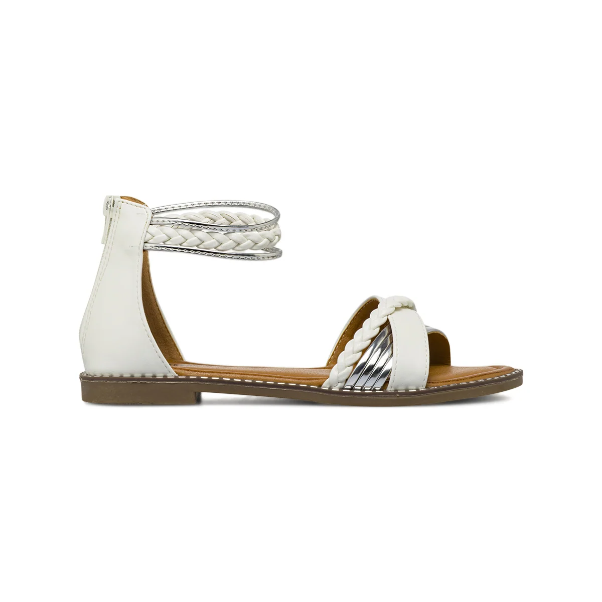 Sandali Flat Bianchi Donna con dettagli intrecciati Lora Ferres