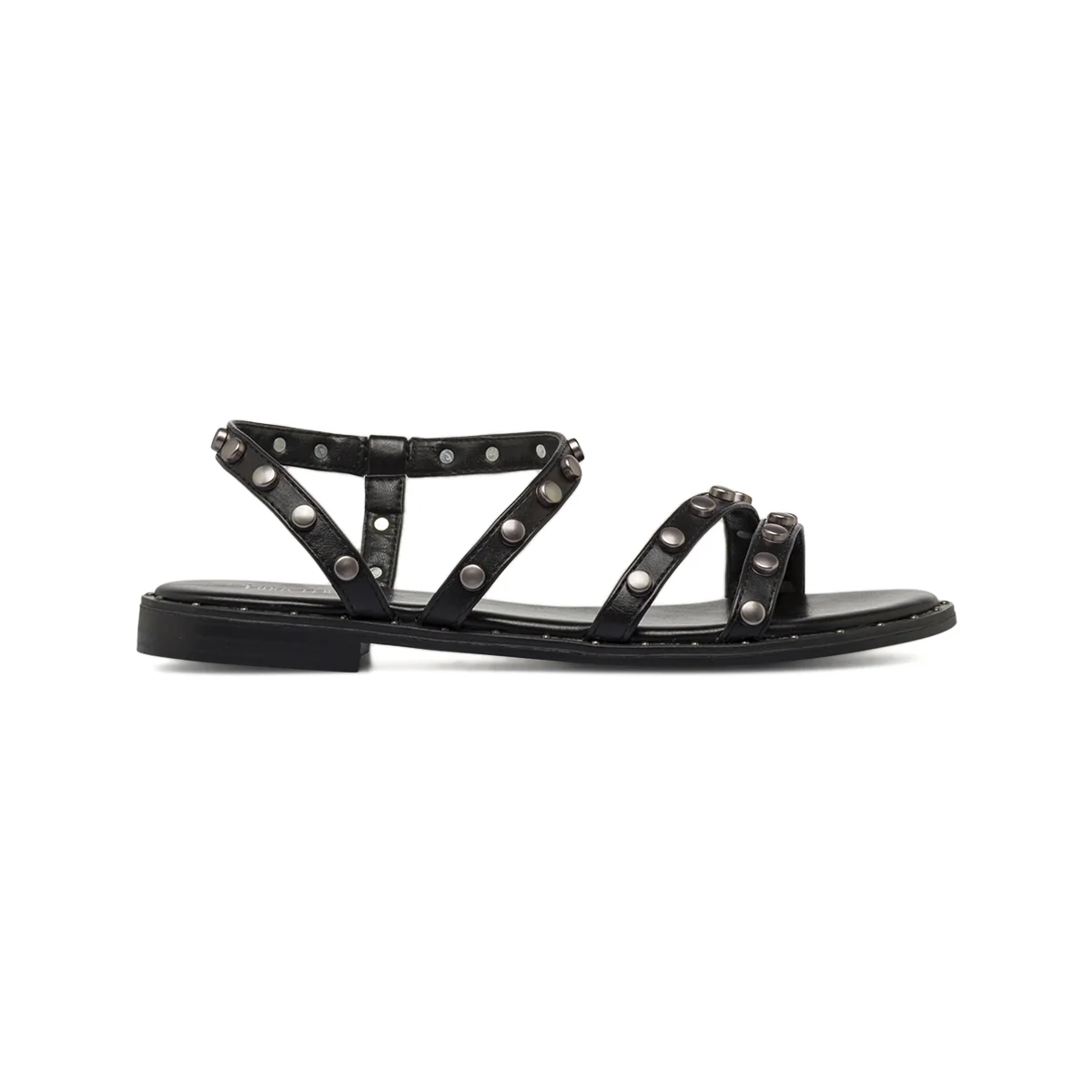 Sandali flat da Donna neri con borchie e cinturino Lora Ferres
