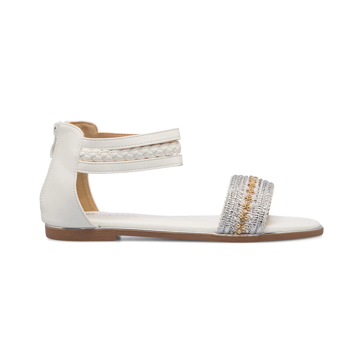 Sandali gioiello bianchi da donna con strass e borchiette Lora Ferres