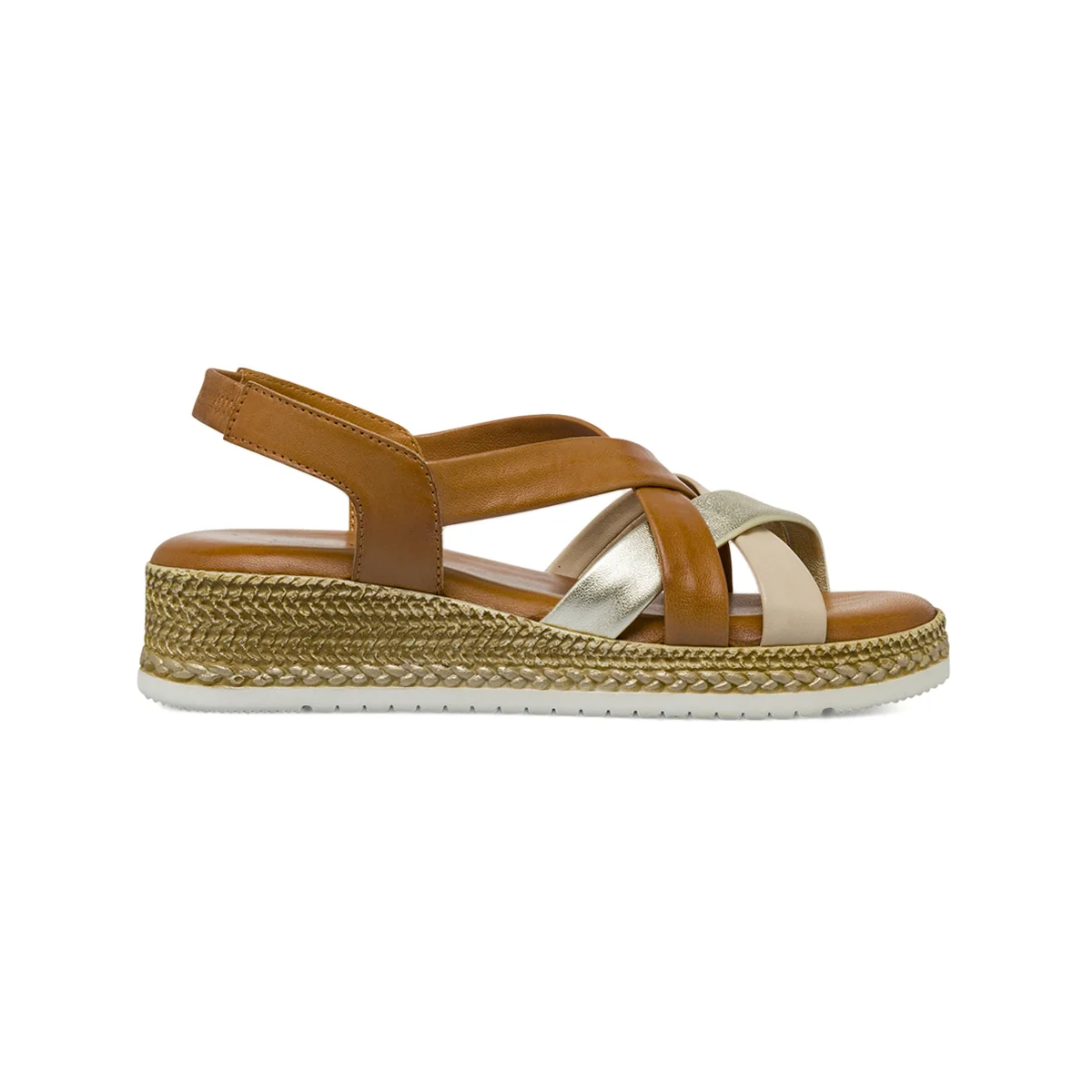 Sandali in pelle marrone da Donna con zeppa effetto corda Formawell