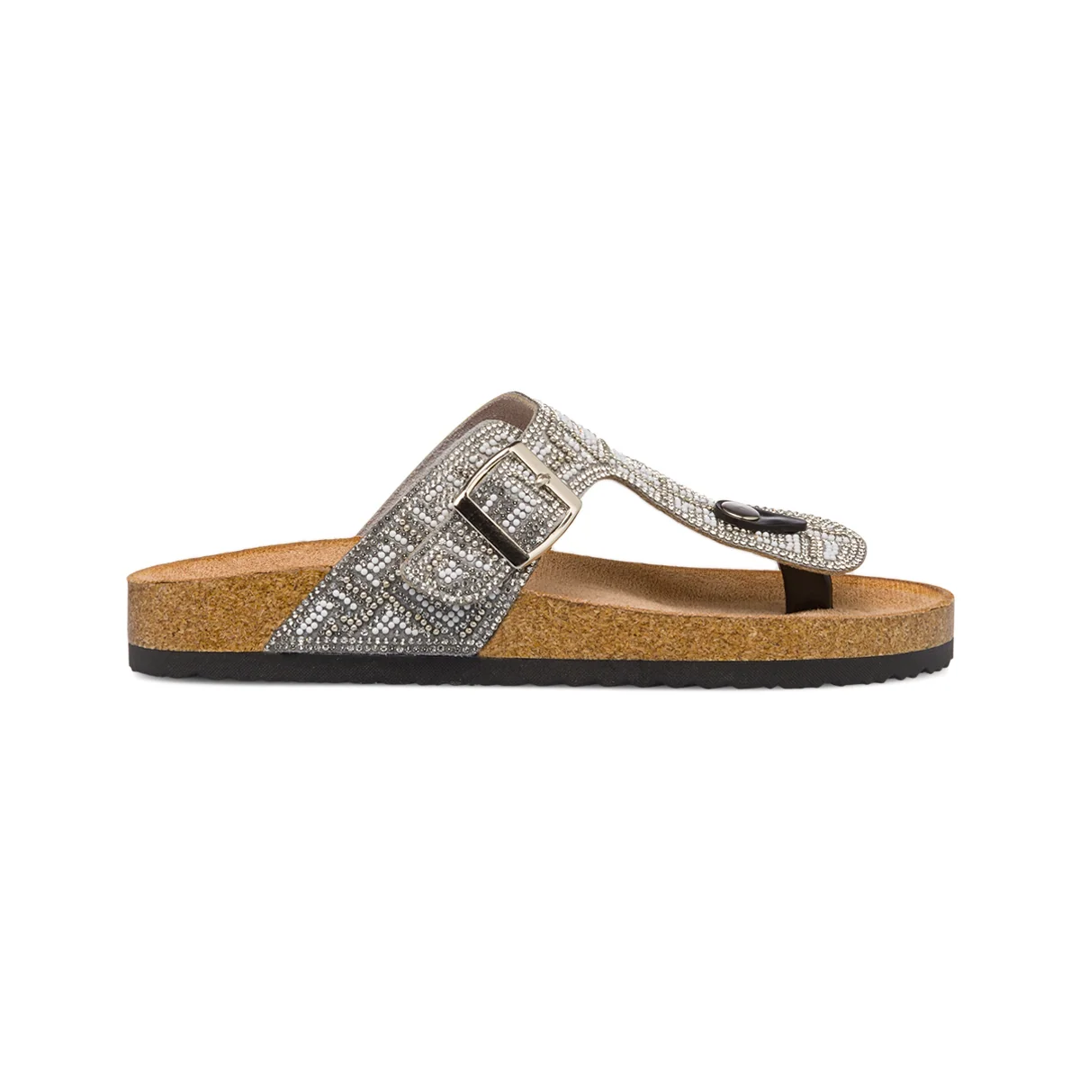 Sandali Infradito con dettagli Strass Argento e Perline Lora Ferres