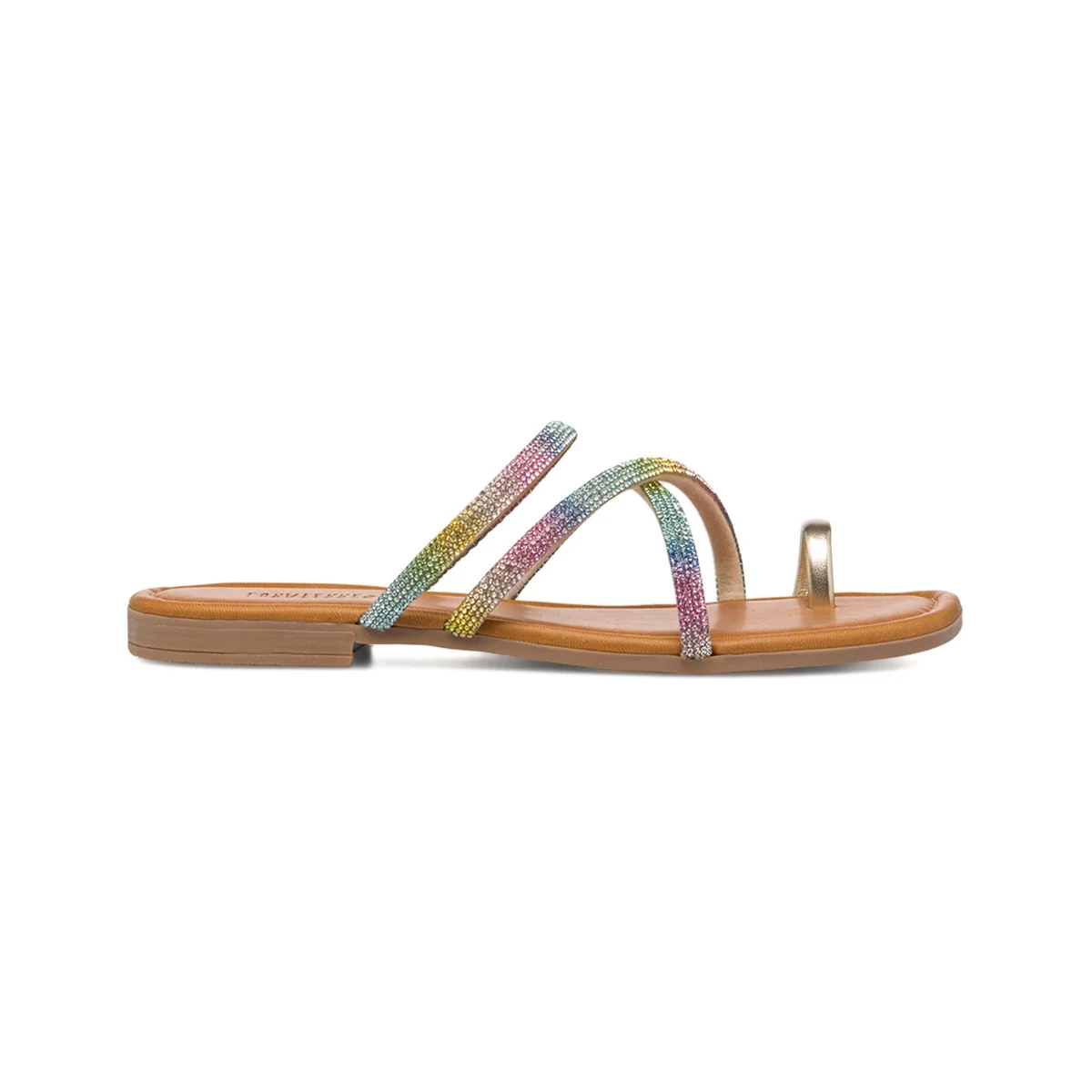 Sandali infradito da donna arcobaleno con cinturino con strass gioiello Lora Ferres
