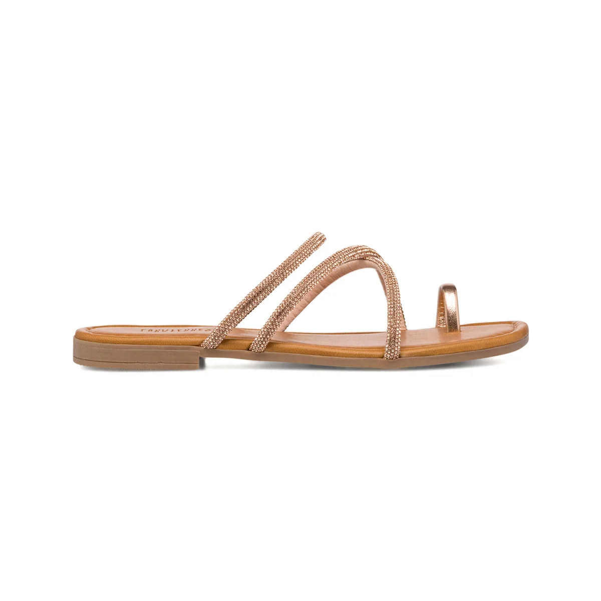 Sandali infradito da donna oro rosa con cinturino con strass Lora Ferres