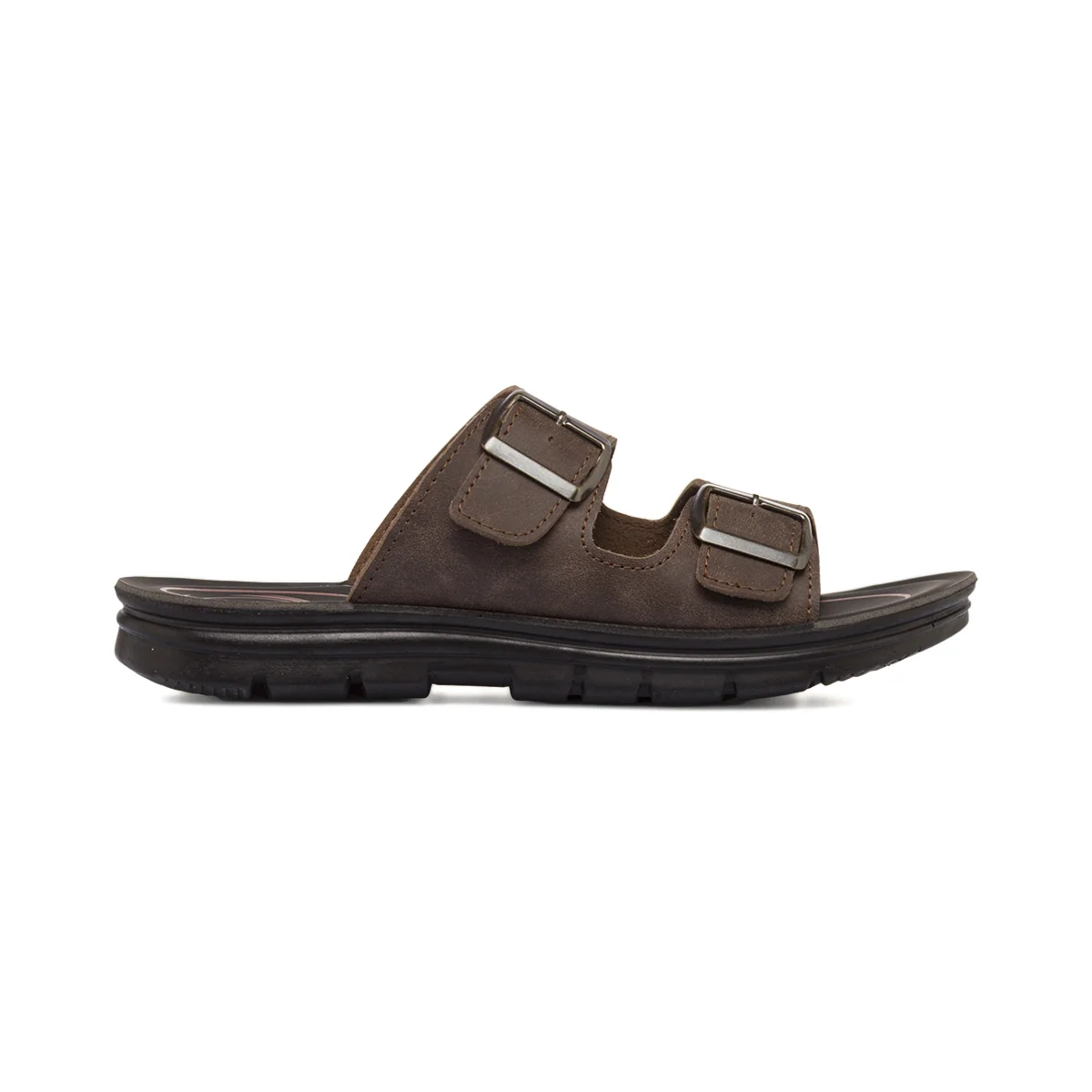 Sandali Marroni Uomo Effetto Scamosciato con Doppie fibbie Bio Comfort