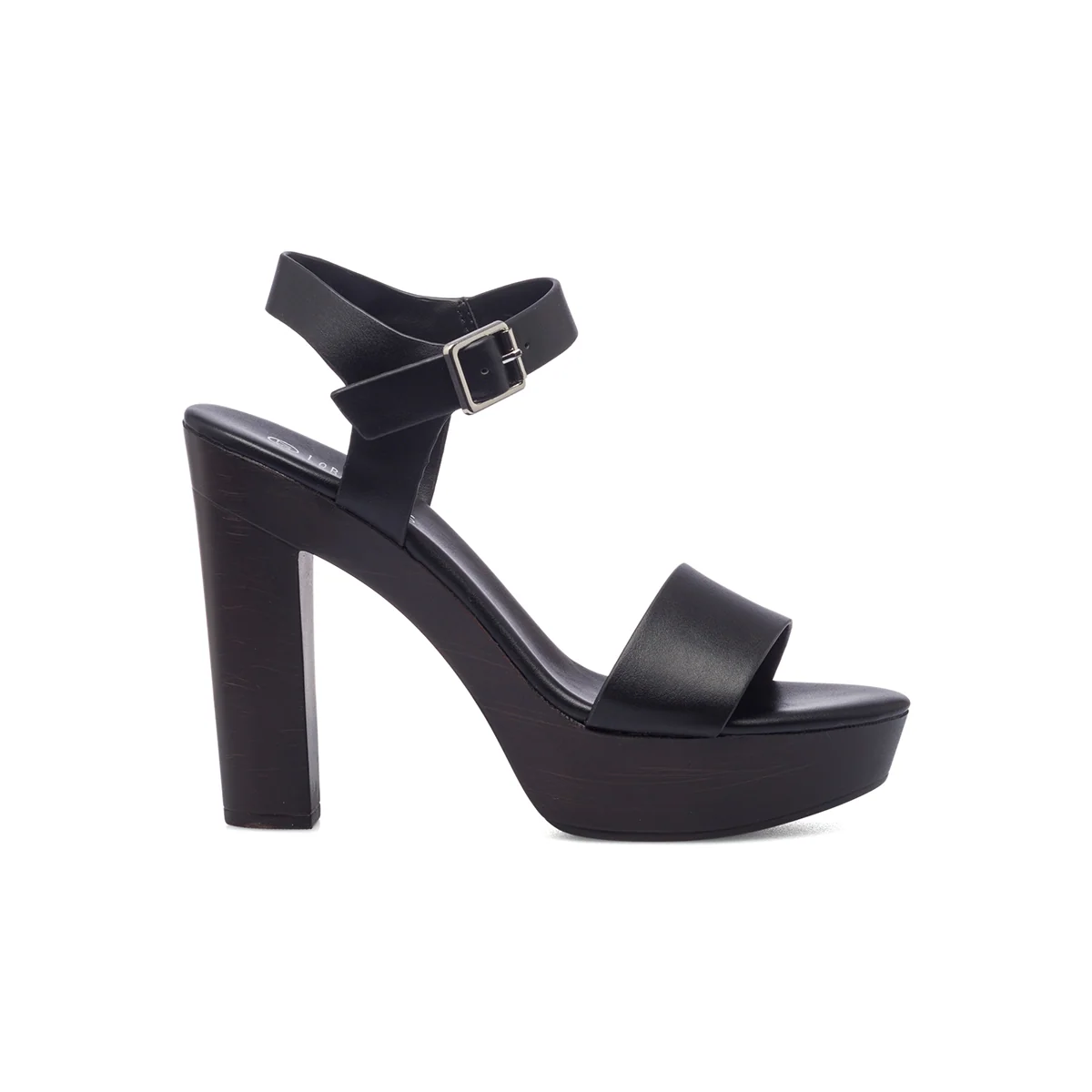 Sandali neri da donna con tacco 12 cm e plateau Lora Ferres