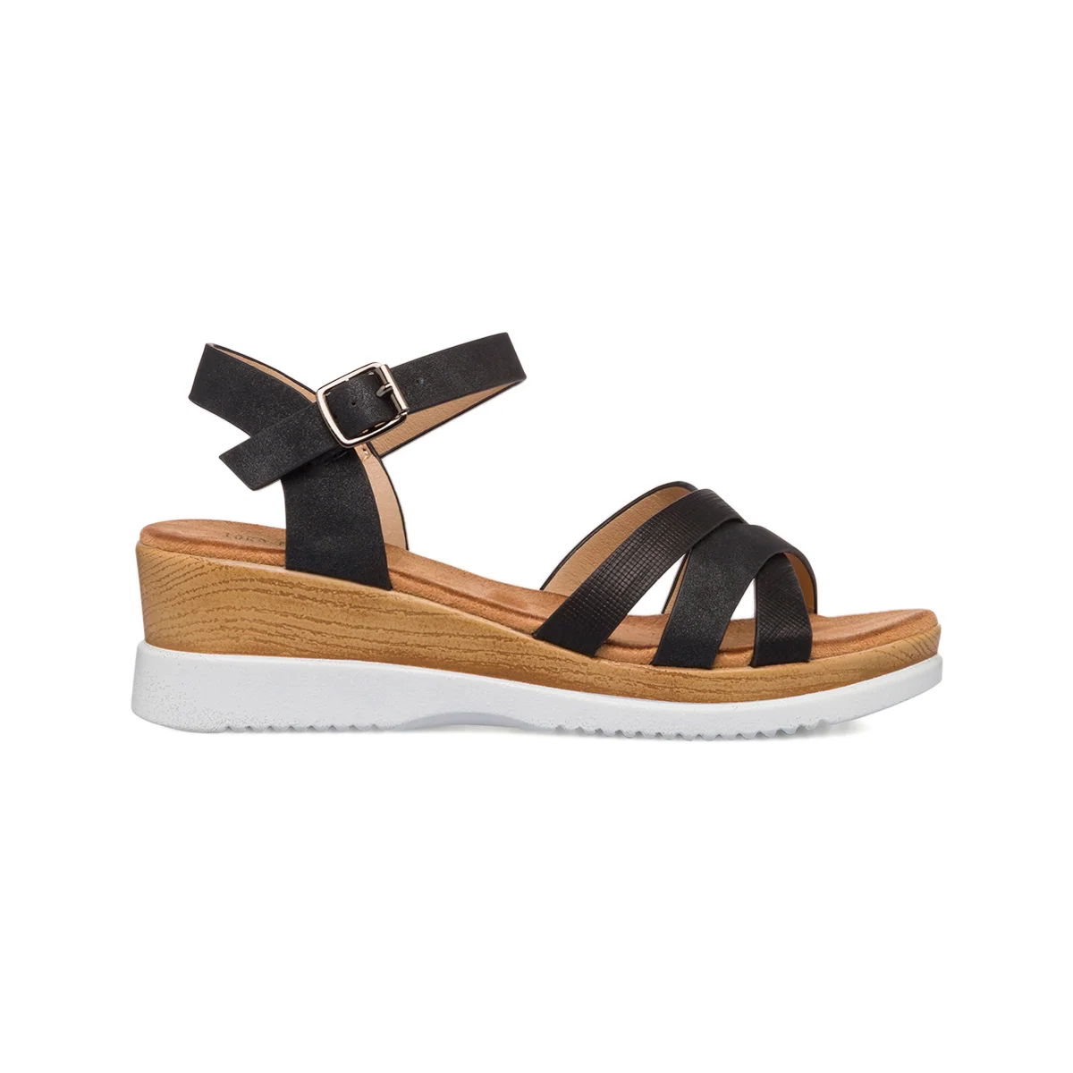 Sandali neri da donna platform 5,5 cm con glitter Lora Ferres