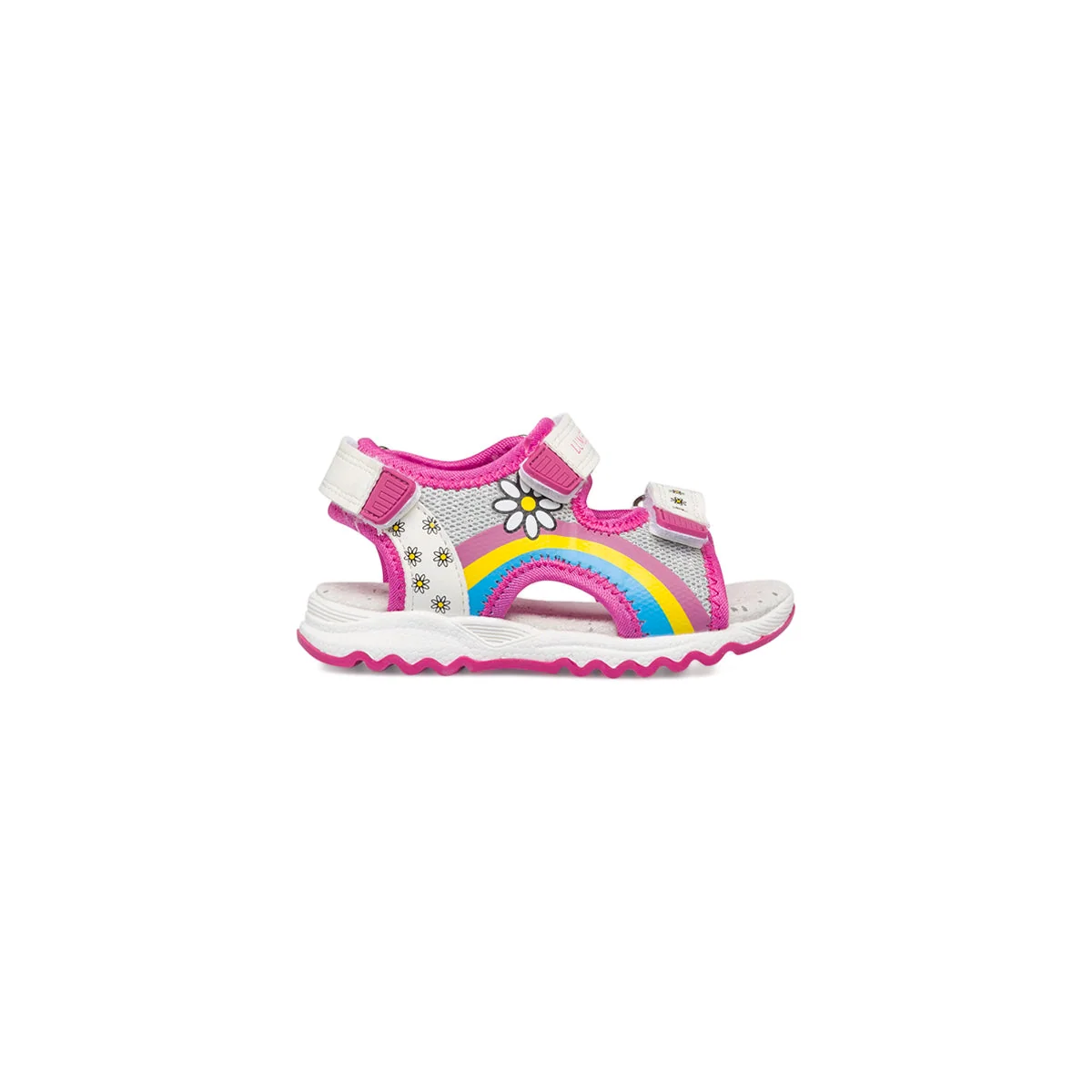 Sandali primi passi bianchi e fucsia da bambina Lumberjack Toby