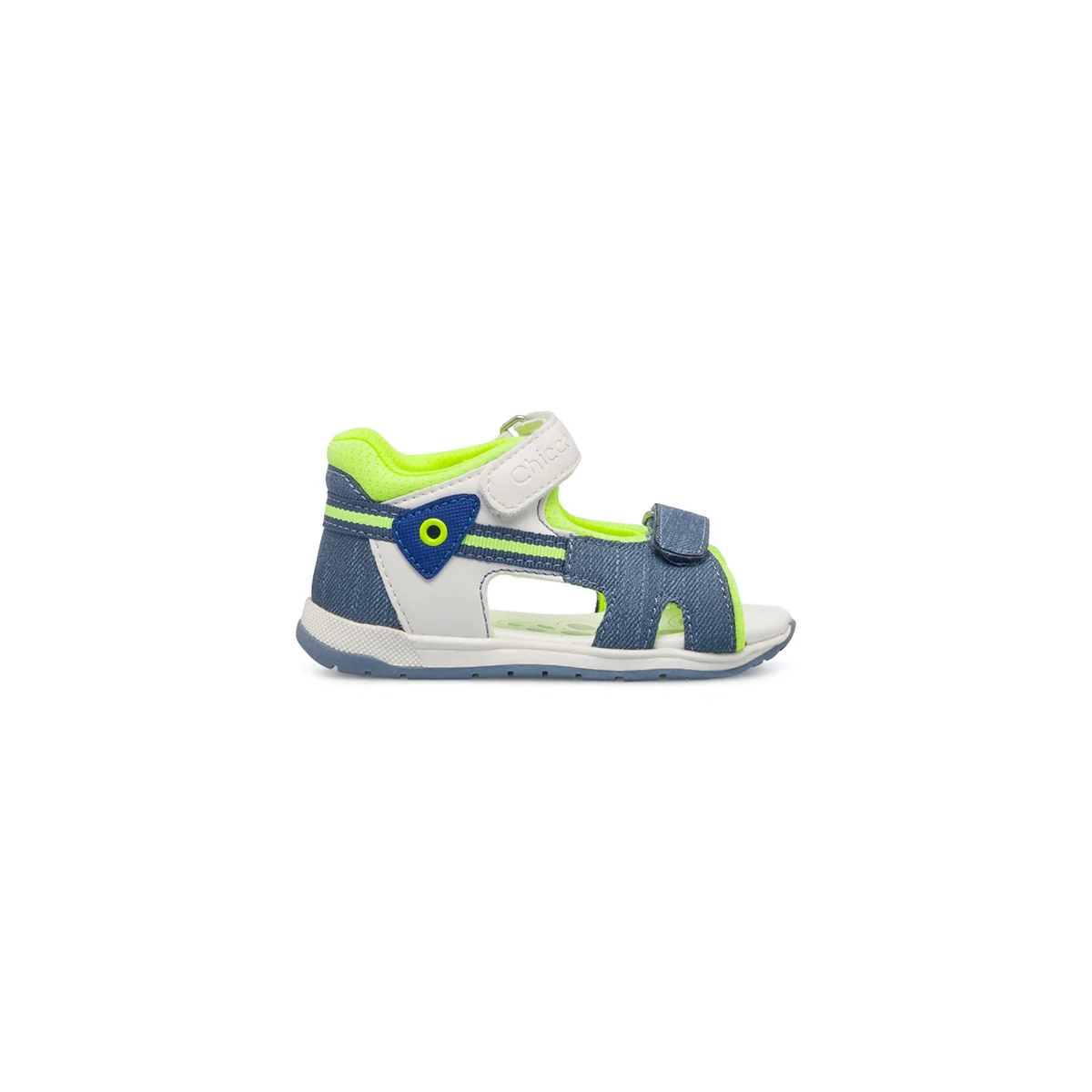 Sandali primi passi blu jeans e bianchi da bambino Chicco Gatlin