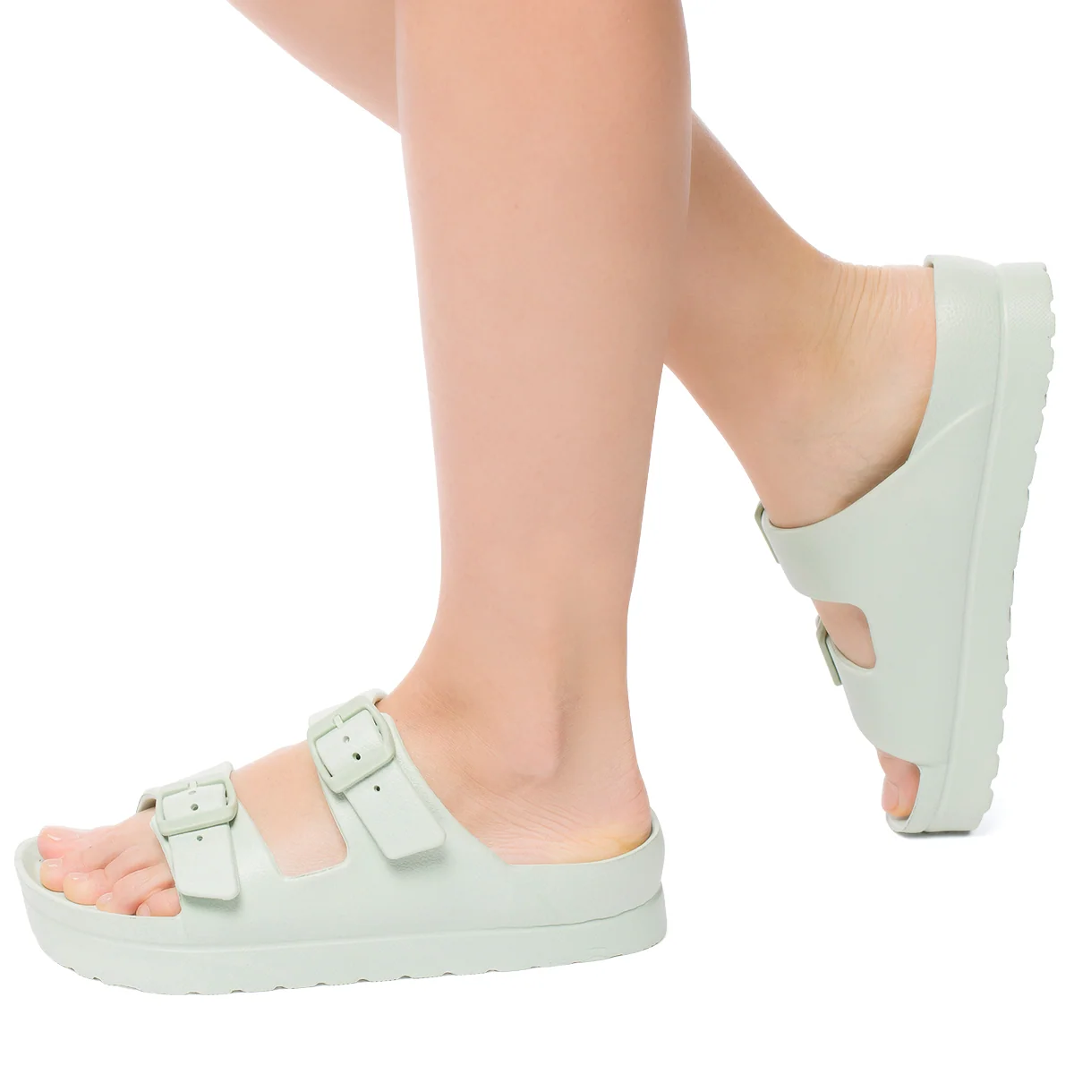 Sandali verde menta con doppia fascia da donna Lora Ferres On The Beach