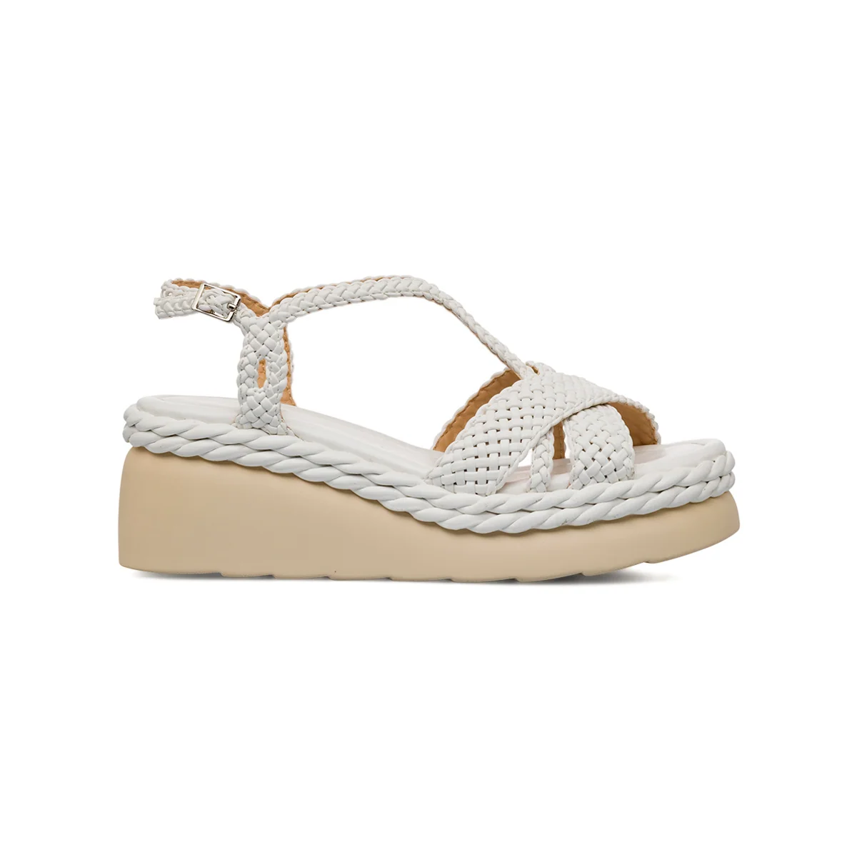Sandali Zeppe bianchi da Donna effetto intrecciato Swish Jeans