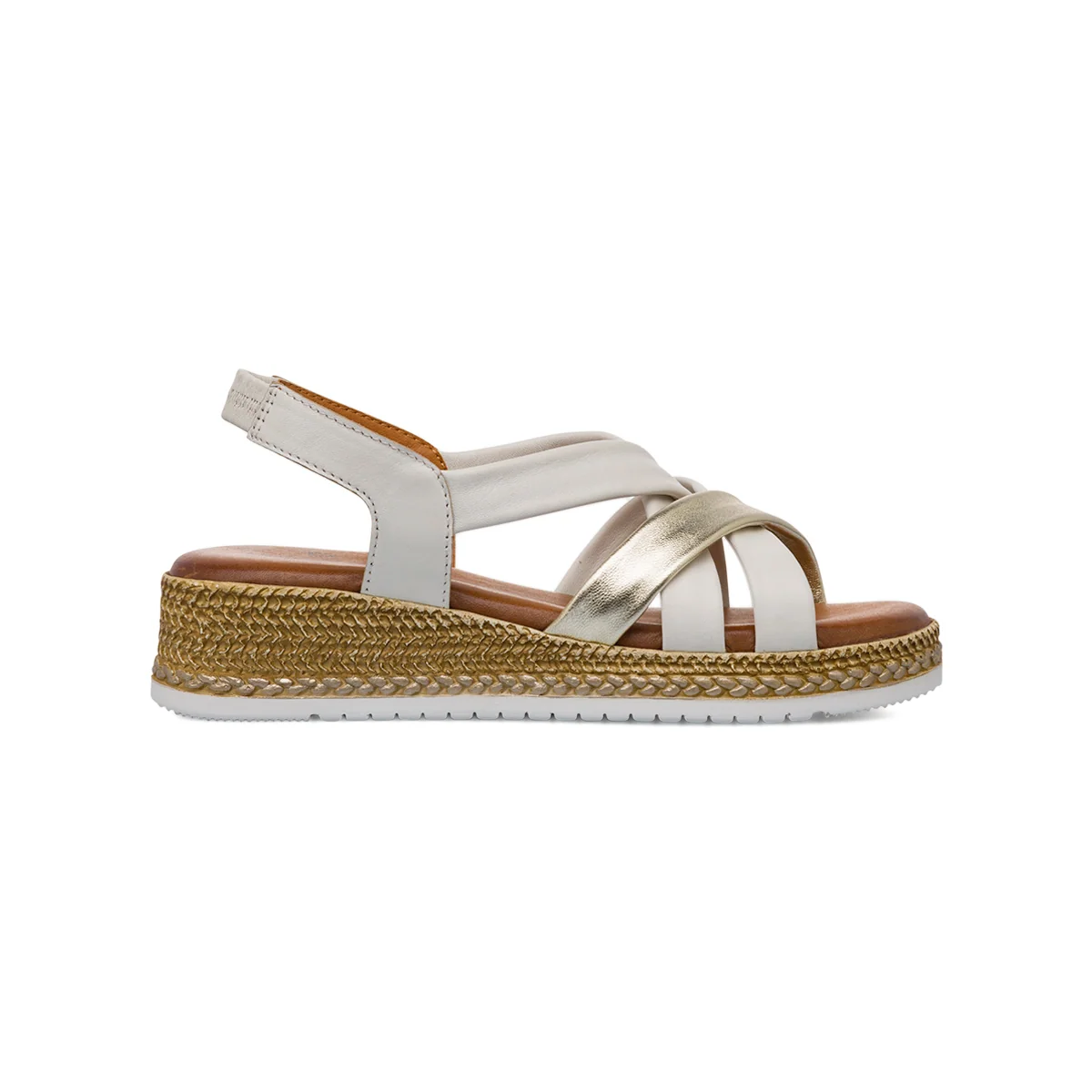 Sandali Zeppe Bianchi da Donna in pelle con cinturini incrociati P Essentials