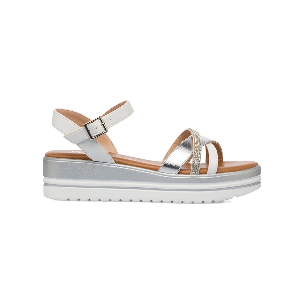 Sandali Zeppe Comfort Bianchi Argento da Donna con zeppa P Soft