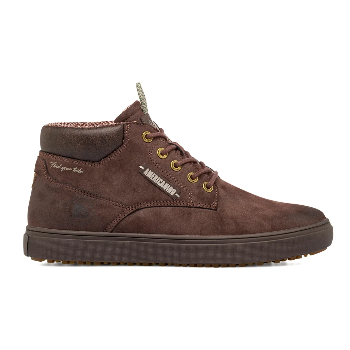Scarpe alte da uomo Americanino marroni con occhielli dorati