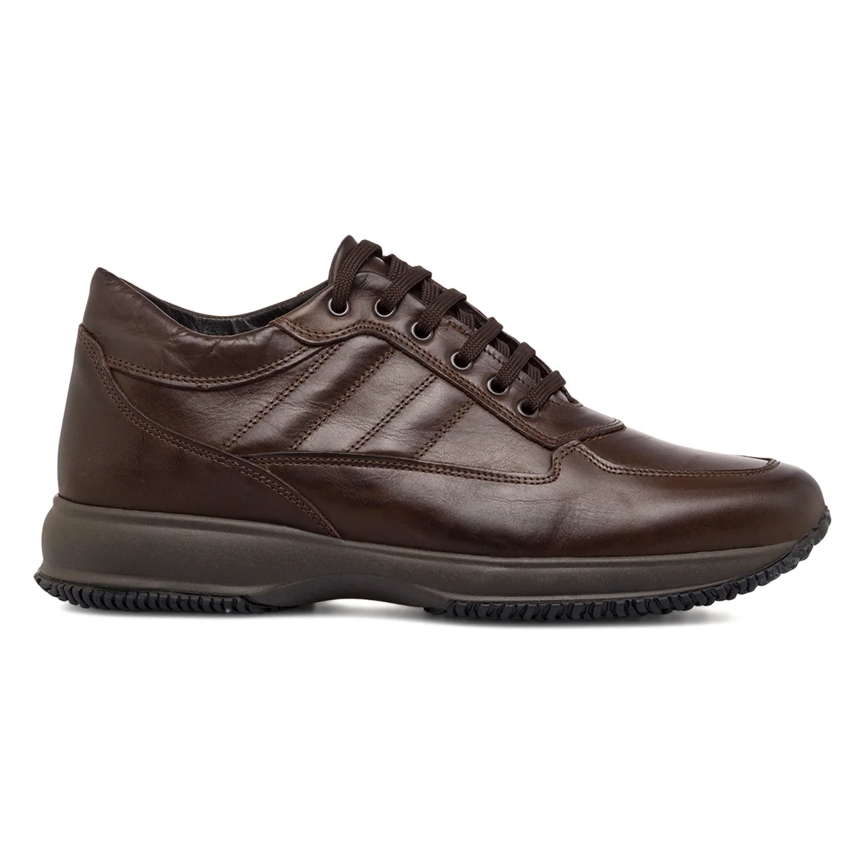 Scarpe casual in pelle marroni da uomo Primopiano