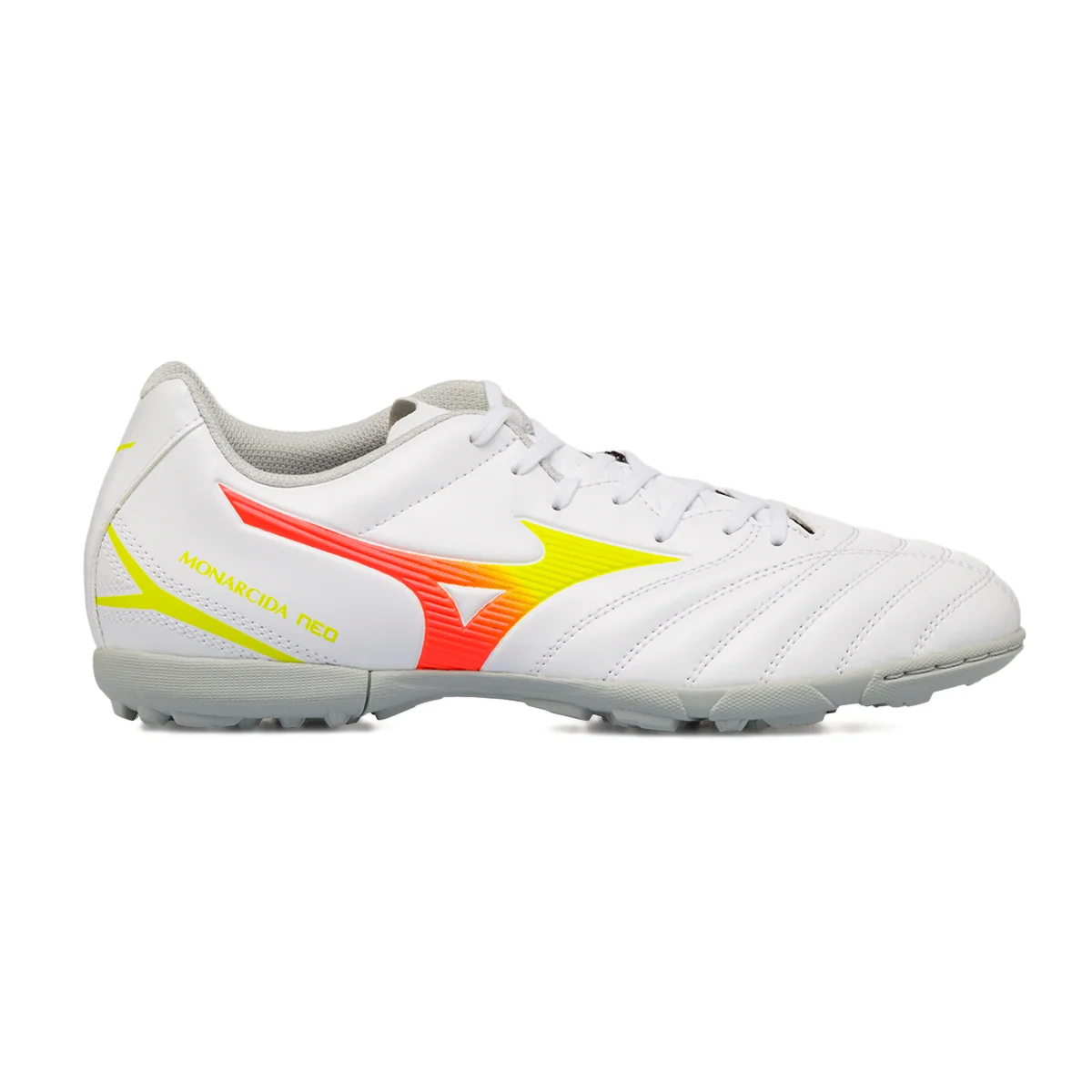 Scarpe da calcetto da Uomo bianche con dettagli fluo e suola turf Mizuno