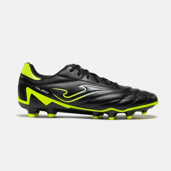 Scarpe da calcio da Uomo nere e giallo fluo per terreni misti Joma
