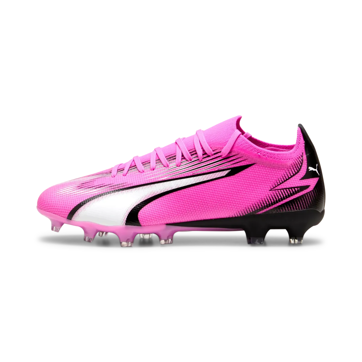 Scarpe da calcio per terreni duri fucsia e nere con striscia bianca Puma Ultra Match FG/AG