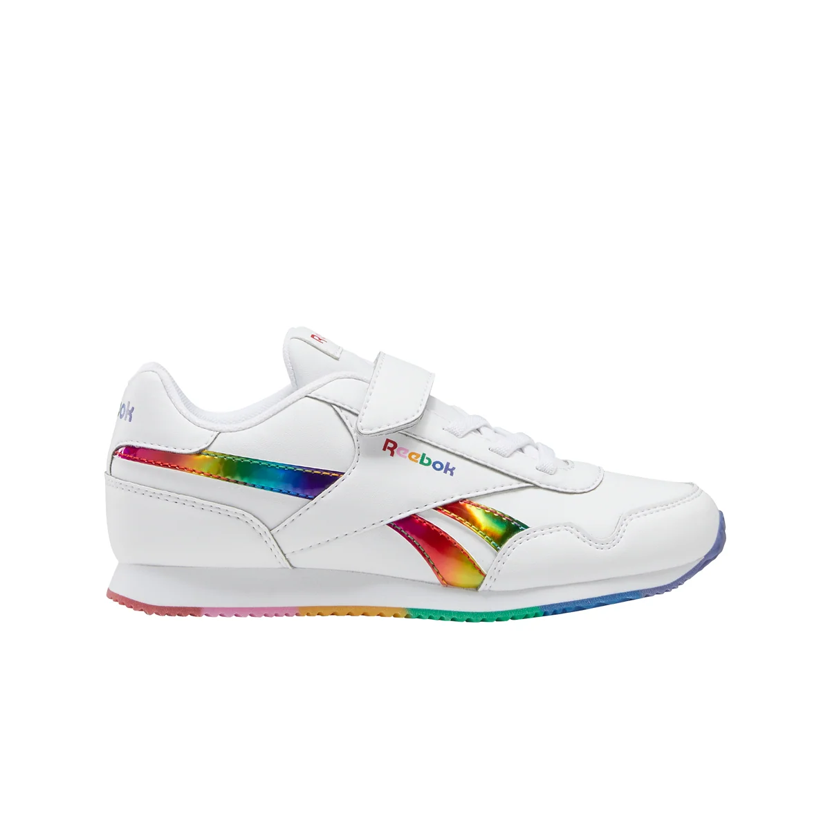 Scarpe da ginnastica bianche da bambina con dettagli arcobaleno Reebok Royal Classic Jogger 3