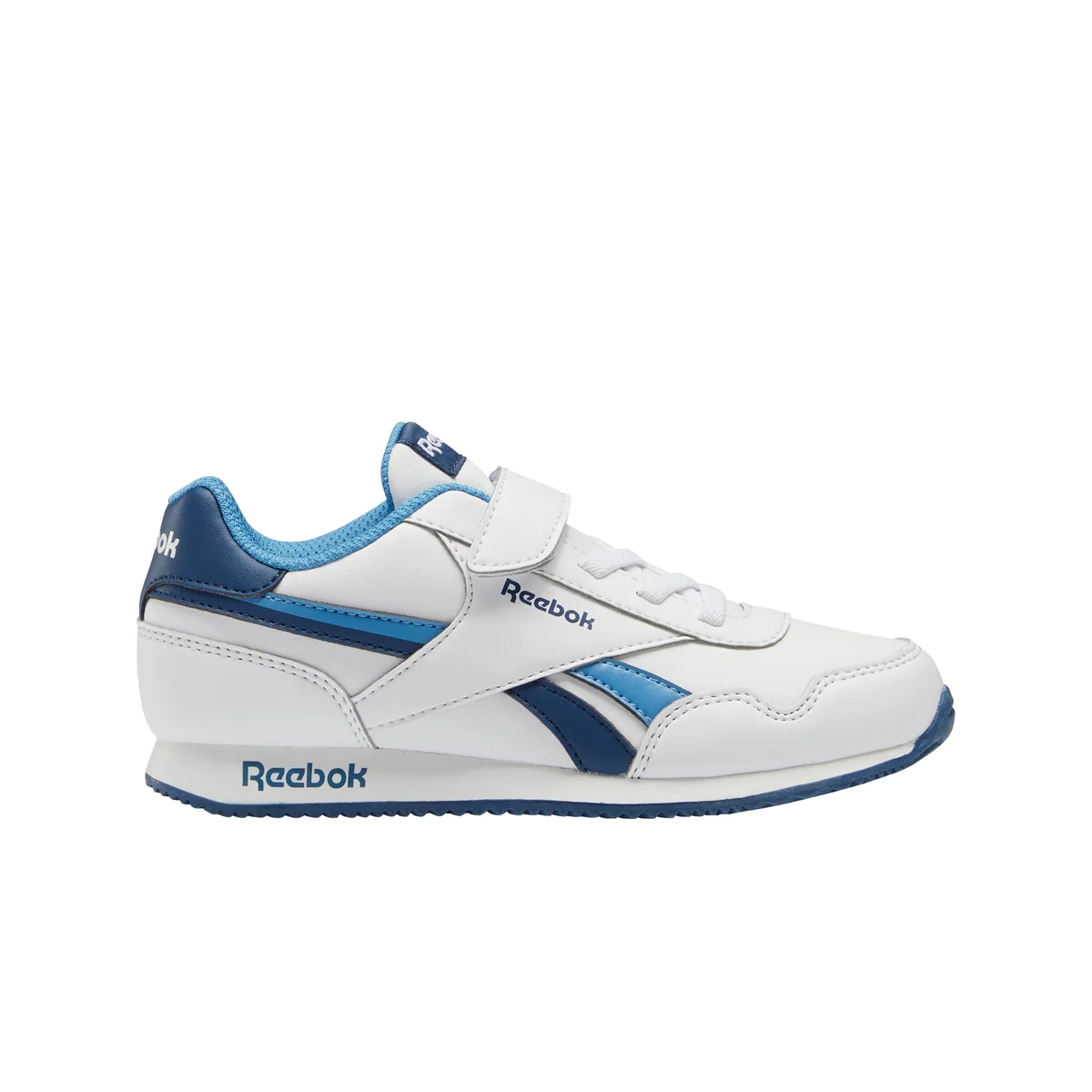 Scarpe da ginnastica bianche da bambino con dettagli blu Reebok Royal Classic Jogger 3