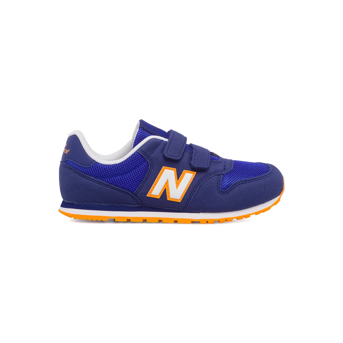 Scarpe da ginnastica blu da bambino con dettagli arancioni New Balance 500
