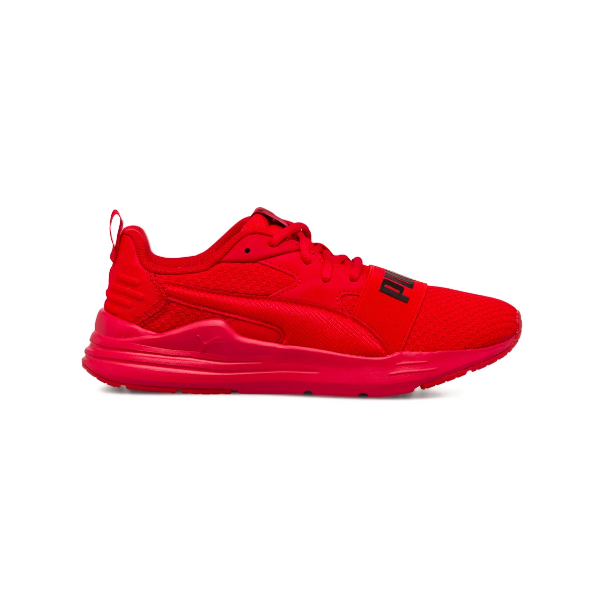 Scarpe da ginnastica da ragazzo rosse in tessuto mesh con logo nero Puma Wired Run Pure