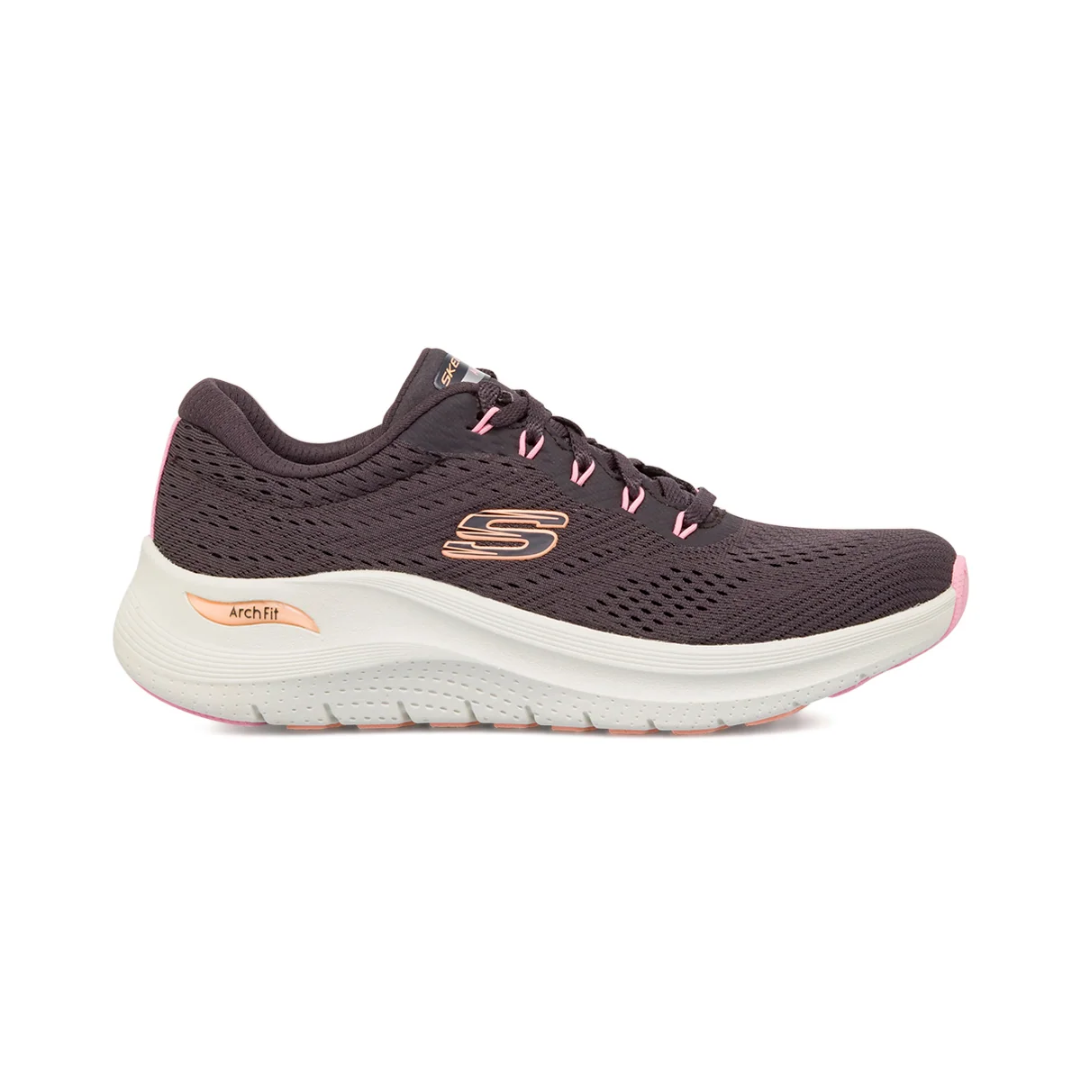 Scarpe da ginnastica grigio scuro con dettagli rosa Skechers Arch Fit