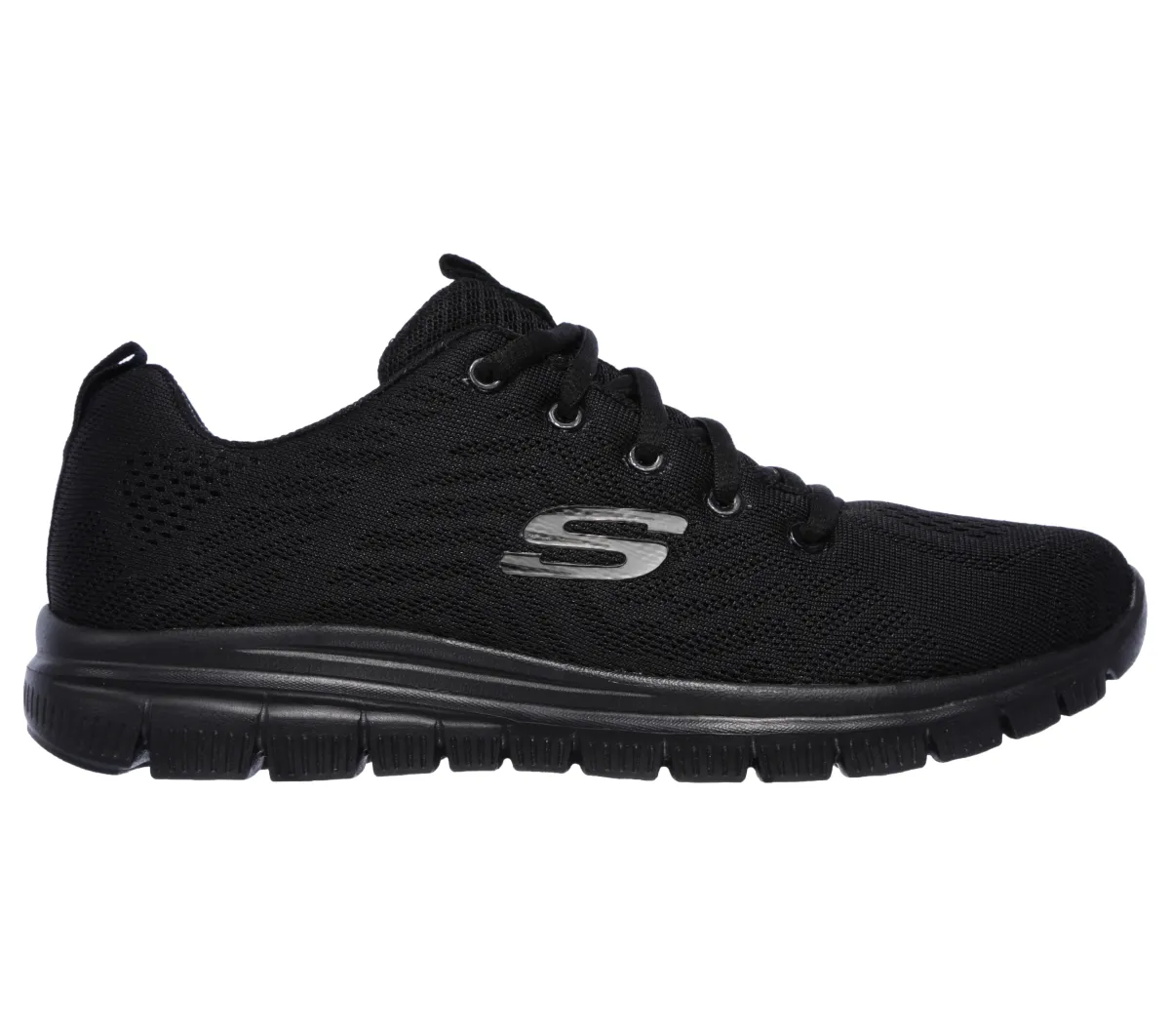 Scarpe da ginnastica nere da donna in tessuto mesh con Pianta Larga Skechers Graceful