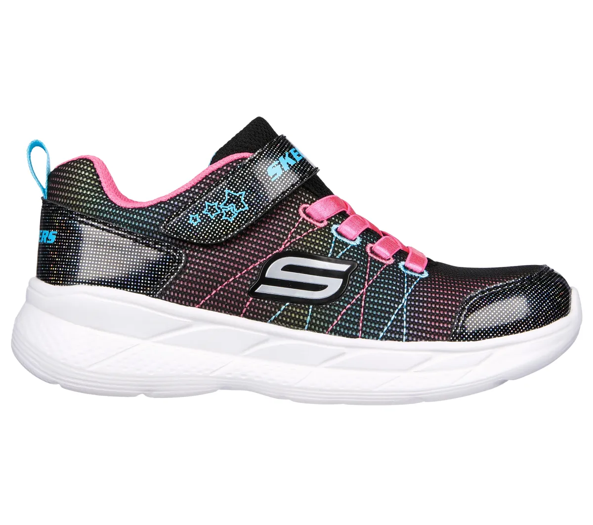 Scarpe da ginnastica nere glitterate in mesh da bambina Skechers Snap Sprints 2.0