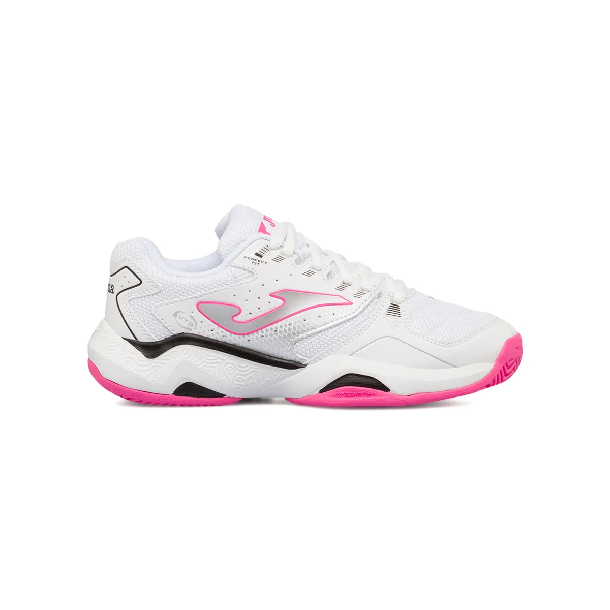 Scarpe da padel bianche da donna con dettagli neri e fucsia Joma T.Master 1000