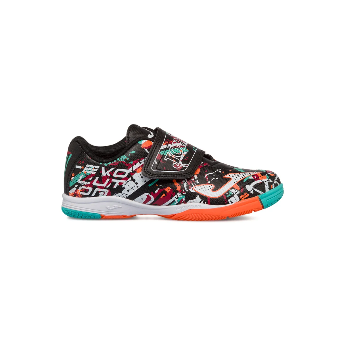 Scarpe da padel nere da bambino con velcro e dettagli multicolore Joma Evolution Jr