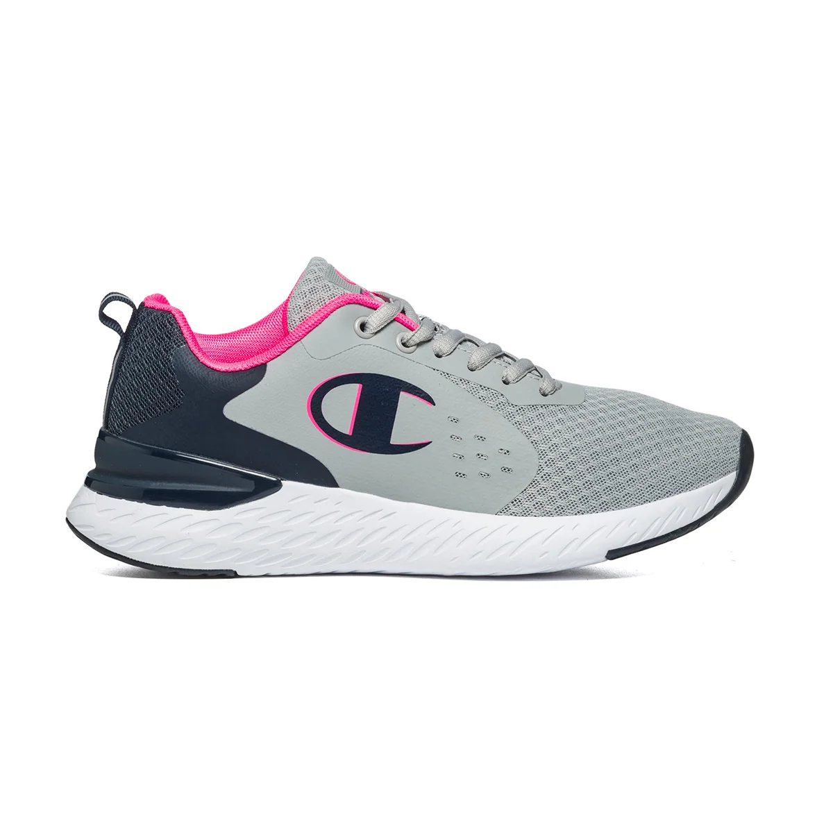 Scarpe da running grigie e blu con logo laterale Champion Bold