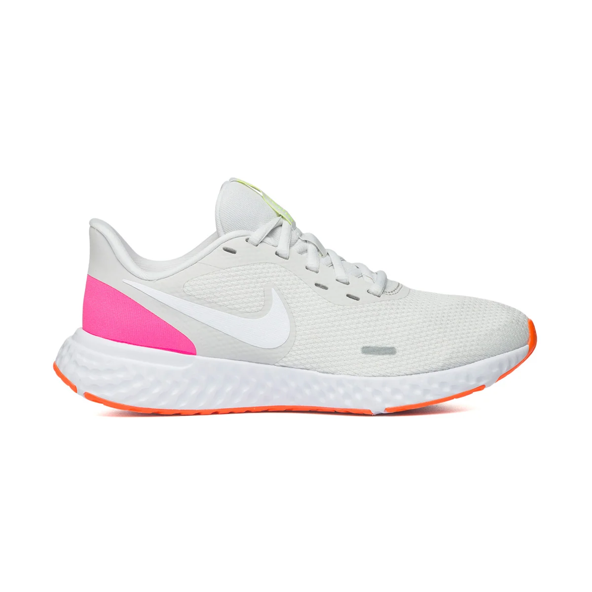 Scarpe da running grigie, fucsia e bianche in tessuto e similpelle con logo Nike Revolution 5