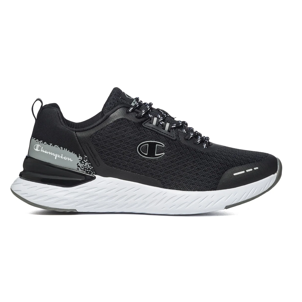 Scarpe da running nere e grigie con logo laterale Champion Bold XS