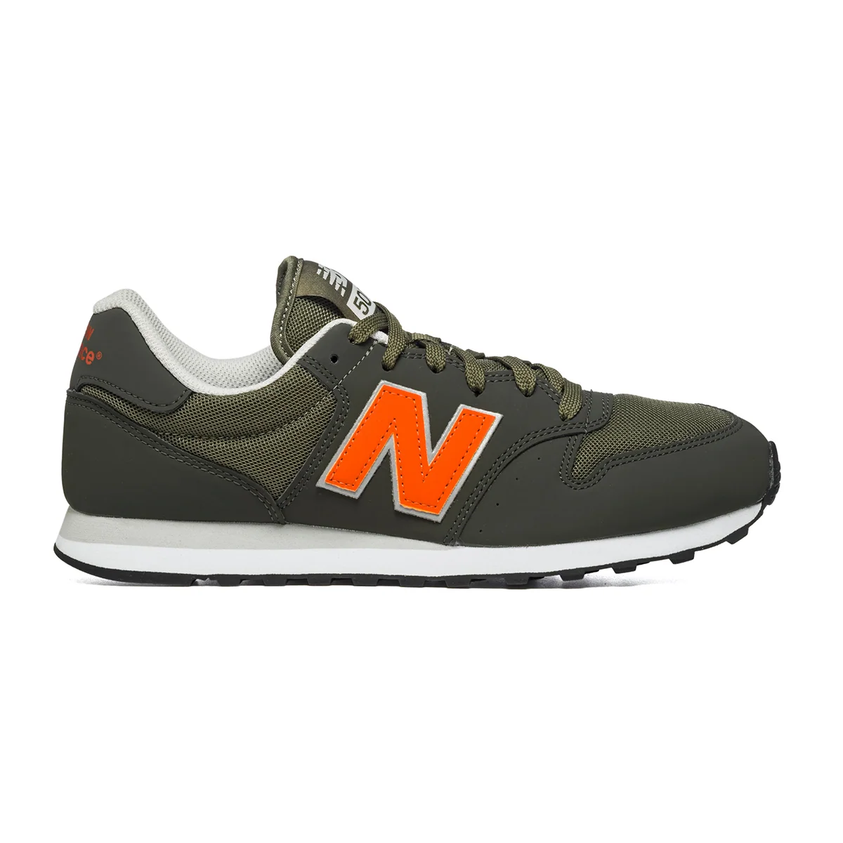Scarpe da running verdi e arancioni in similpelle e tessuto con suola bicolore New Balance 500