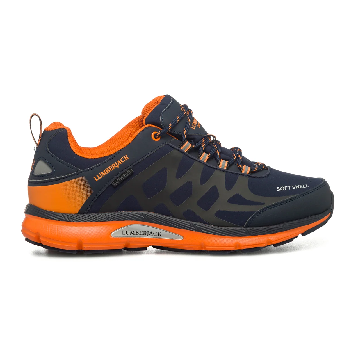 Scarpe da trekking blu e arancioni in tessuto waterproof Lumberjack Ursa